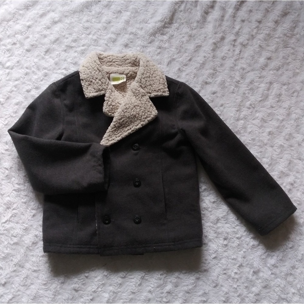 Double breasted pea coat gray sherpa fall winter